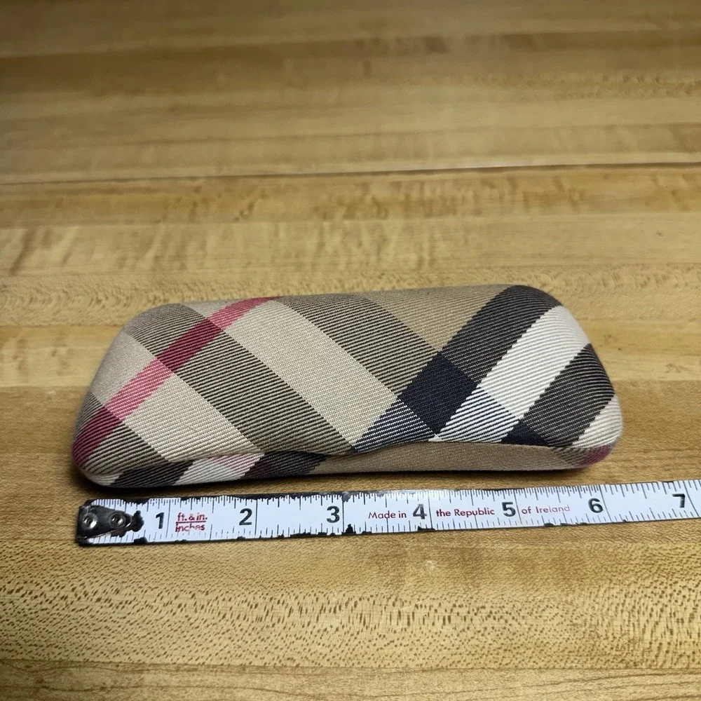 Burberry Hard Eye Glasses Case Classic Plaid Made in Italy Clamshell